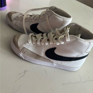 Nike White and Black High-Top Sneakers